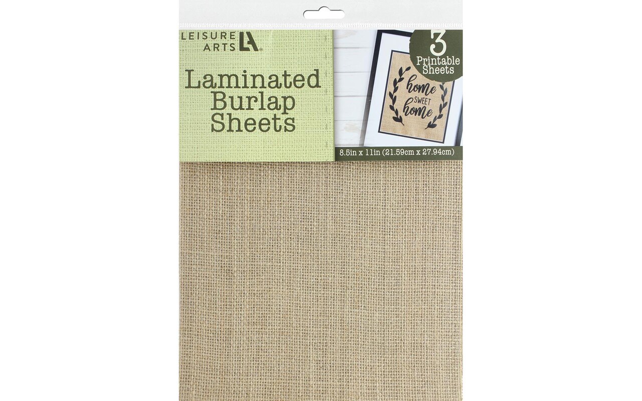 Leisure Arts Jute Burlap Sheet Laminated 8.5"X 11" Natural 3Pc - Durable Burlap Paper For Crafts, Diy Projects, And Rustic Décor - Versatile Laminated Sheet Pack